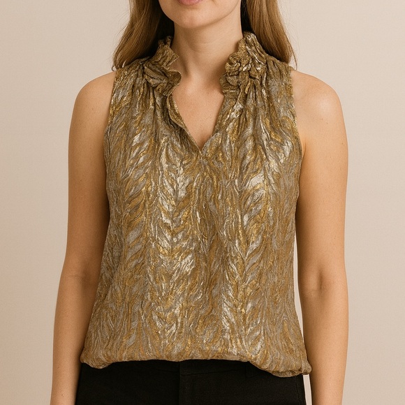 Elie Tahari Tops - Elie Tahari Metallic Ruffle Top